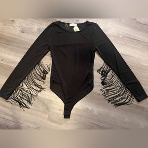 Black Fringe Body Suit